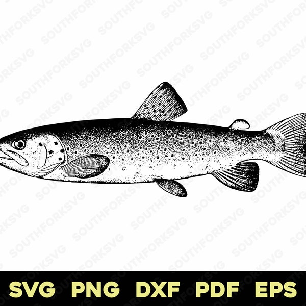 Vintage Distressed Brown Trout Design | svg png dxf eps pdf | vector graphic design cut print dye sub laser engrave cnc digital files