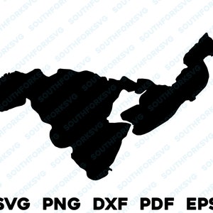 Silueta de mapa del lago Michigan torcido, contorno, svg, png, dxf, pdf, eps, gráfico vectorial, corte, grabado, archivo láser, imagen de sublimación de tinta, casa de botes