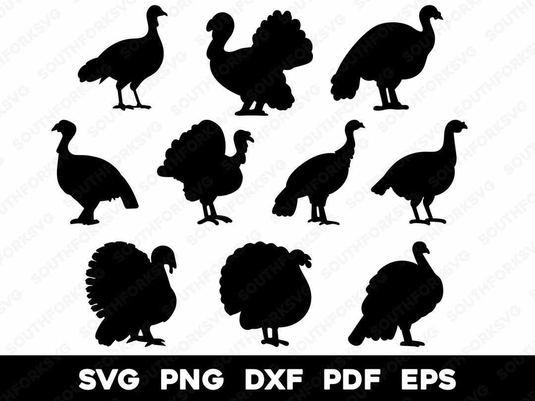 Turkey Simple Silhouette Bundle 1 | Svg Png Dxf Eps Pdf | Vector ...