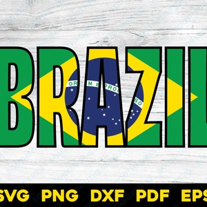 Brazil Flag Name Word Design | svg png dxf eps pdf | vector graphic design cut print dye sub digital files