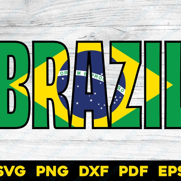 Brazil Flag Name Word Design | svg png dxf eps pdf | vector graphic design cut print dye sub digital files