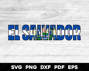 El Salvador Bandera Nombre Diseño 2 / svg png dxf pdf eps / diseño gráfico vectorial corte impresión tinte sub clip art imagen archivos digitales Centroamérica