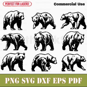 Simple Bear Bundle svg png dxf eps pdf | laser engrave cut print files vector graphic clip art | instant download commercial use