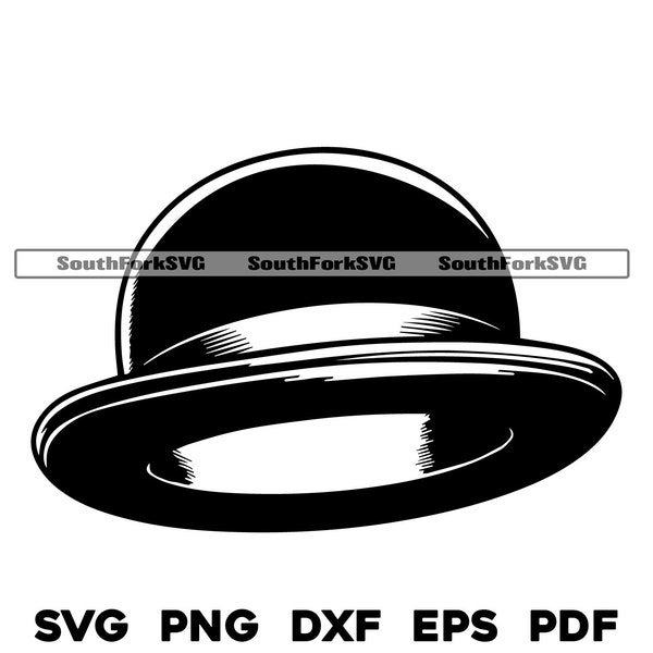 Bowler Hat Design Files | svg png dxf eps pdf | laser engrave cut print dye sub vector graphic clip art | instant download commercial use