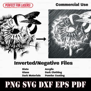 Omgekeerde hommel en paardebloem svg png dxf eps pdf vectorafbeelding knippen print laser graveren etsen instant download commercieel gebruik