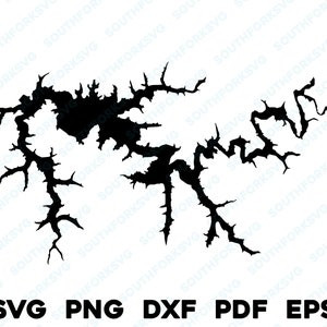 Patoka Lake Indiana Mapa Forma Contorno Silueta svg png dxf pdf eps vector diseño gráfico corte grabado archivo láser imagen lago con botes