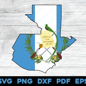 Forme du pays du drapeau national du Guatemala | svg png dxf eps pdf | Impression graphique vectorielle sous-fichiers numériques à colorant, fierté de l'Amérique centrale