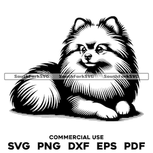 Pomeranian Laying svg png dxf eps pdf | vector graphic cut file laser clip art | instant digital download commercial use