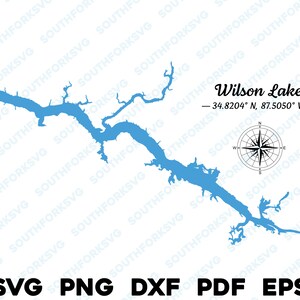 Wilkens Lake Tennessee Alabama Fluss Karte Form Silhouette svg png dxf pdf eps Vektorgrafik Schnitt Gravur Laserdatei Bild Haus