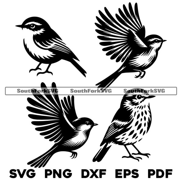 Song Birds Designs Bundle | svg png dxf eps pdf | vector graphics design cut print dye sub laser engrave digital files commercial use