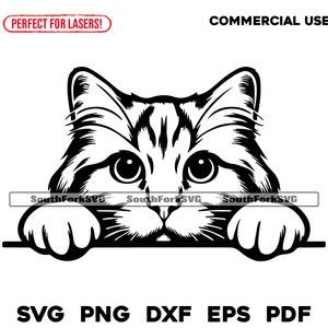 ジンジャーキャットの覗き見デザイン | svg png dxf eps pdf | ベクターグラフィックカットファイルレーザークリップアート | インスタントデジタルダウンロード商用利用