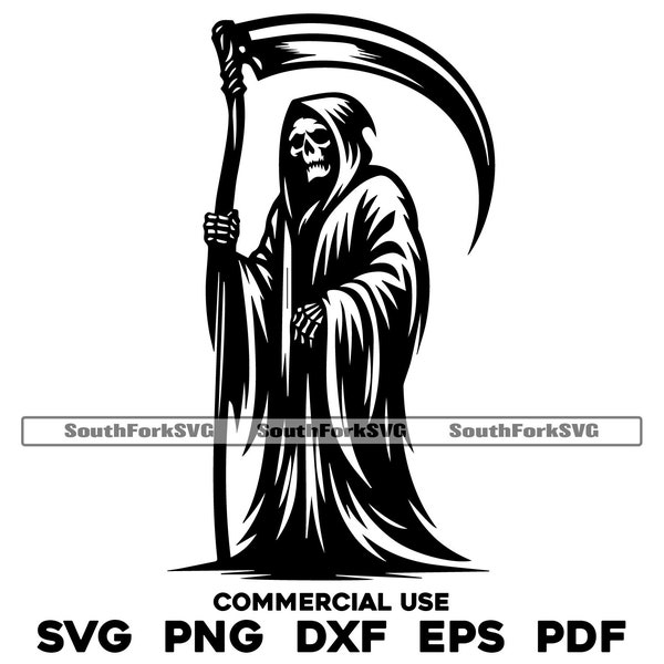 Grim Reaper Design | svg png dxf eps pdf | vector graphic design cut print laser engrave files | digital download commercial use