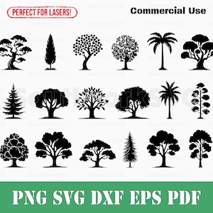 Simple Trees Bundle svg png dxf eps pdf | vector cut print dye sub laser engrave clip art commercial use