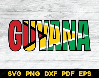 Guyana Flag Name Design | svg png dxf eps pdf | vector graphic design cut print dye sub laser cnc digital files download