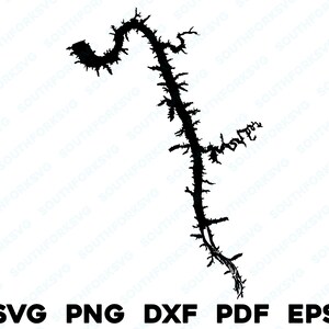 Lago Barkley Kentucky Mapa Forma Contorno Silueta svg png dxf pdf eps vector diseño gráfico corte grabado archivo láser imagen barco casa