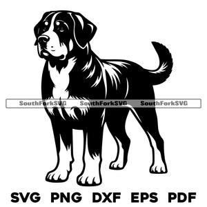 Großer Schweizer Sennenhund stehend Design | svg png dxf eps pdf | Vektorgrafik Schnittdatei Laser Clip Art Sofortdownload Kommerziell nutzbar
