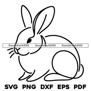 Dessin au trait lapin lapin | svg png dxf eps pdf | graphique vectoriel découpé fichier laser clip art | Téléchargement numérique instantané, utilisation commerciale