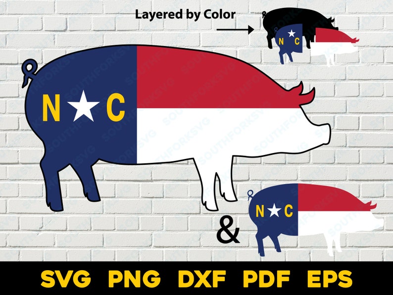 North Carolina Flag Inside Pig Layered Svg Png Dxf Eps Pdf | Vector ...