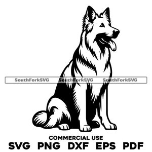 Witte Duitse herder svg png dxf eps pdf | vectorafbeelding knippen afdrukbestand laser clip art | direct digitaal downloaden voor commercieel gebruik