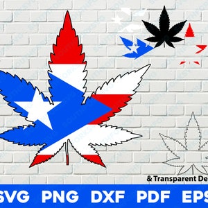 Puerto Rico vlag onkruid blad svg png dxf eps pdf vector grafisch ontwerp digitaal bestand VS 50 staat vlaggen VS Amerika Verenigde Staten vlaggen