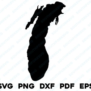 Lago Michigan Grandes Lagos Mapa Forma Silueta svg png dxf pdf eps vector diseño gráfico corte grabado archivo láser imagen barco lago casa