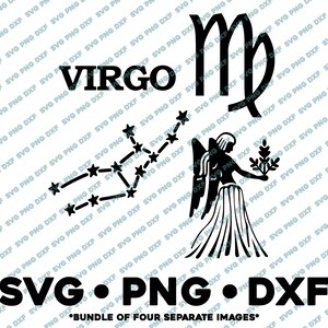 Jungfrau Sternzeichen Bundle SVG PNG DXF Schnittdatei für Silhouette Cameo Sternzeichen Horoskop Konstellation Tarot Astrologie Geburtstag Erde Zeichen