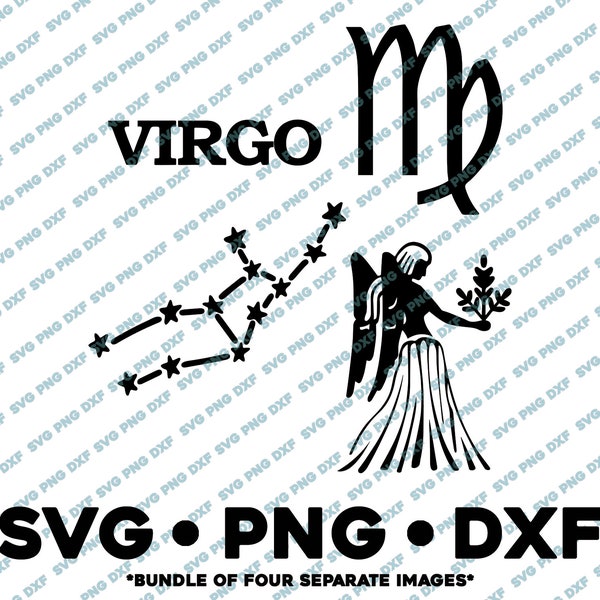Virgo Zodiac Bundle SVG PNG DXF Cut File for  Silhouette Cameo Star Sign Horoscope Constellation Tarot  Astrology Birthday Earth Sign