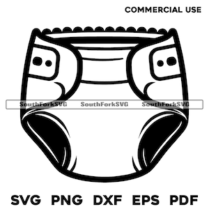 Omtrekontwerp babyluier | svg png dxf eps pdf | vectorafbeelding snijbestand laserclipart | direct digitaal downloaden voor commercieel gebruik