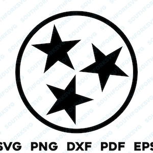 Tennessee Tri-Star svg png dxf eps pdf transparante vector grafisch ontwerp digitaal bestand VS 50 staatsvlaggen VS Amerika Verenigde Staten vlaggen