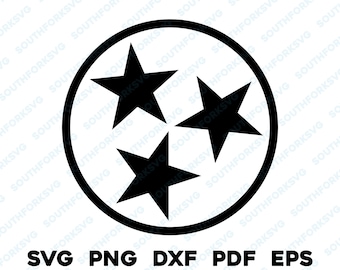 Tennessee Tri-Star svg png dxf eps pdf transparent vector graphic design digital file U.S. 50 State Flags USA America United States Flags