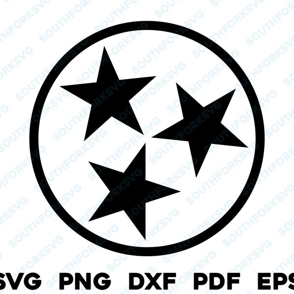 Tennessee Tri-Star svg png dxf eps pdf transparent vector graphic design digital file U.S. 50 State Flags USA America United States Flags