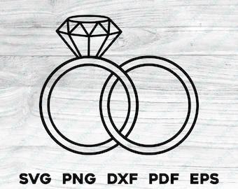 Two Interlocked Wedding Rings | svg png dxf eps pdf | vector graphic cut file laser clip art | instant digital download commercial use