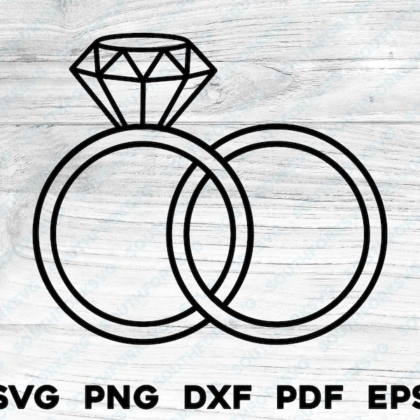 Two Interlocked Wedding Rings | svg png dxf eps pdf | vector graphic cut file laser clip art | instant digital download commercial use