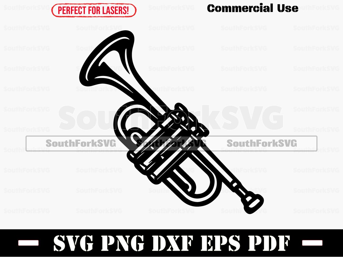 Trumpet Svg Png Dxf Pdf Eps | Cut Print Laser Digital File | Instant ...