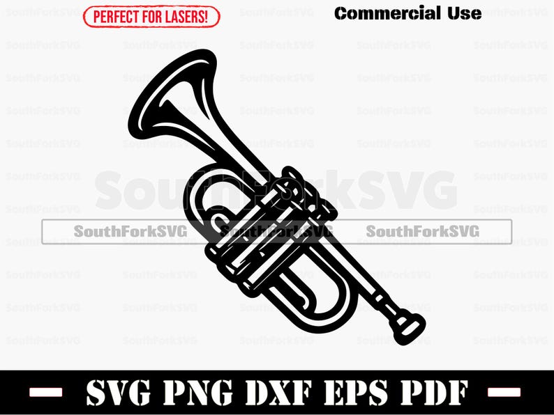 Trumpet Svg Png Dxf Pdf Eps | Cut Print Laser Digital File | Instant ...