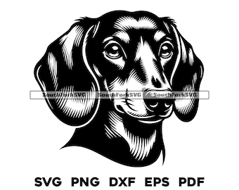 Dachshund Weiner Dog Head Design | svg png dxf eps pdf | vector graphic cut file laser clip art | instant digital download commercial use