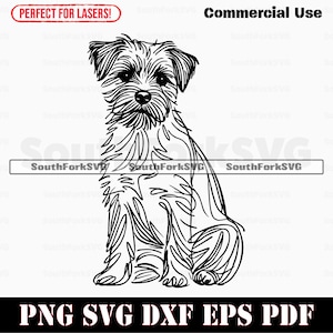 Border Terrier Hund Linie Kunst | svg png dxf eps pdf | Vektorgrafik geschnitten Laser ClipArt | sofortiger digitaler Download kommerzielle Nutzung