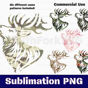 Elk Camo Pattern Sublimation PNG Bundle transparent haute résolution pour impression, teinture, etc. | téléchargement immédiat utilisation commerciale utilisation commerciale