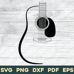 Akoestische Gitaar Ontwerp 1 | svg png dxf eps pdf | Gitarist vectorafbeelding gesneden bestand laser clip art | direct digitaal downloaden voor commercieel gebruik