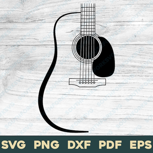 Acoustic Guitar Design 1 | svg png dxf eps pdf | Guitarist vector graphic cut file laser clip art | instant digital download commercial use