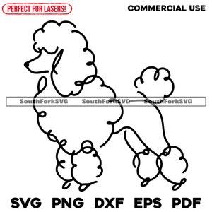 Dessin au trait minimaliste chien caniche | svg png dxf eps pdf | graphique vectoriel découpé fichier laser clip art | Téléchargement numérique instantané, utilisation commerciale