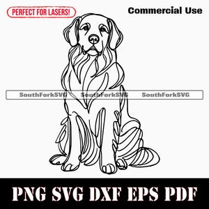 Golden Retriever Minimal Line Art svg png dxf eps pdf | vector graphic cut file laser clip art | instant digital download commercial use
