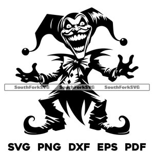 Joker Jester Clown svg png dxf eps pdf-bestanden | Gesneden print lasergravure CNC kleurstof vinyl | Directe download voor commercieel gebruik