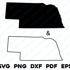 Silhouette simple de l'État du Nebraska et formes de contour svg png dxf pdf eps conception graphique vectorielle coupe gravure fichier laser image carte Amérique