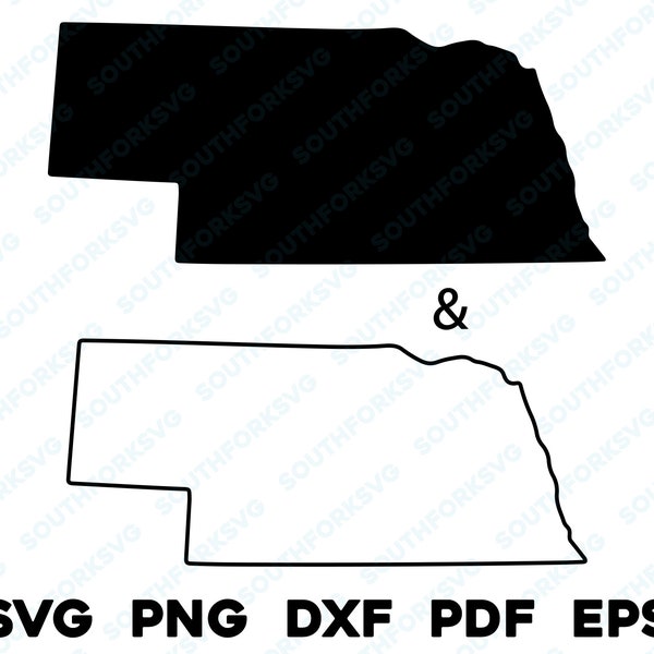 Simple Nebraska State Silhouette & Outline Shapes svg png dxf pdf eps vector graphic design cut engraving laser file image  map America