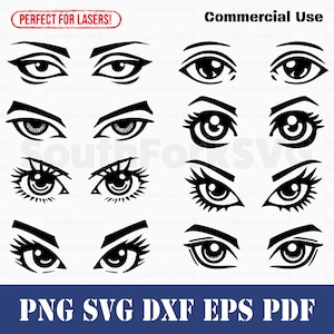 Simple Eyes Bundle svg png dxf eps pdf | vector graphic cut print dye sub laser engrave clip art commercial use