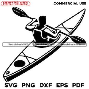 Kayaker-ontwerpbestanden | svg png dxf eps pdf | transparant vector grafisch ontwerp gesneden print kleurstof sub laser graveerbestanden commercieel gebruik