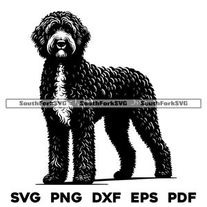 Labradoodle Dog Standing Design | svg png dxf eps pdf | vector graphic cut file laser clip art | instant digital download commercial use