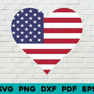 Amerikaanse vlag hart VS Verenigde Staten svg png dxf eps pdf vector grafisch ontwerp gesneden digitaal bestand rood wit blauw gratis Independent Patriot