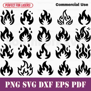 Eenvoudige brand pictogrammen bundel svg png dxf eps pdf | vectorafbeelding knippen afdrukken kleurstof sub laser graveren illustraties commercieel gebruik